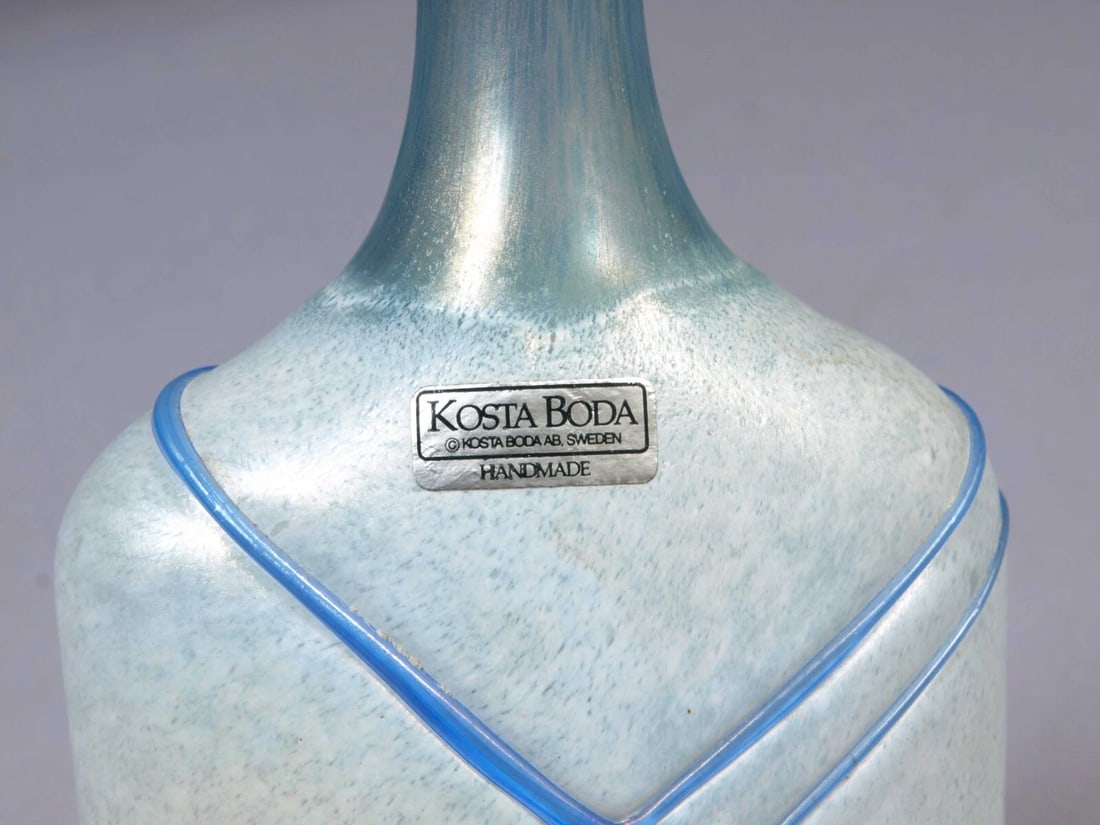 Kosta Boda Bertil Vallien Galaxy Blue Glass Art Vase Bottle Modern Sweden - 5