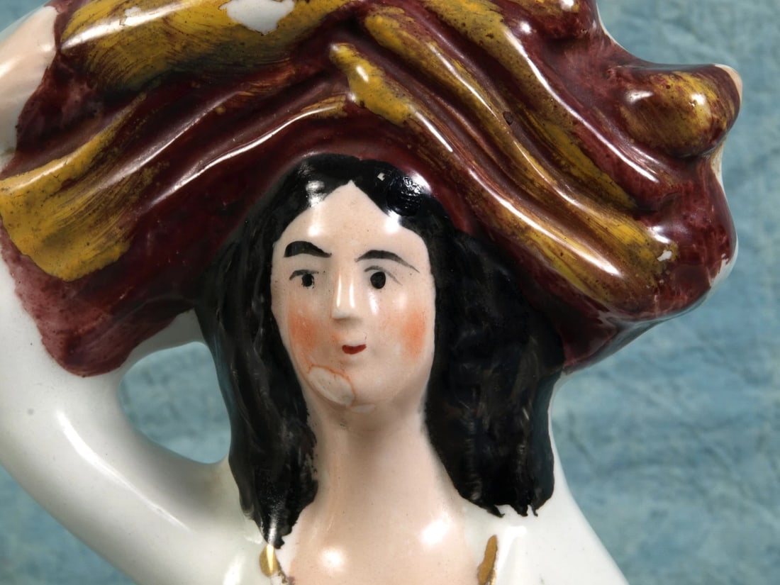 STAFFORDSHIRE Figure Scottish man lady hat couple Antique Victorian - 4