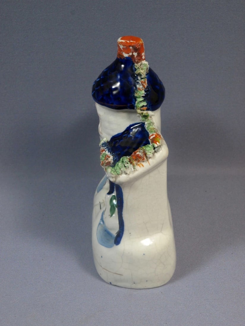 STAFFORDSHIRE Figure Cottage House Birds Flowers Cobalt Blue Antique Victorian - 4