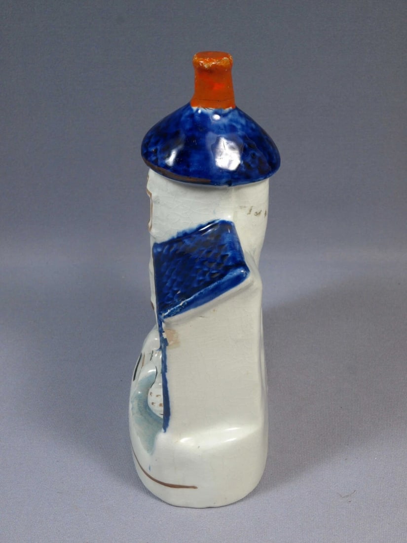 STAFFORDSHIRE Figure Cottage House Birds Cobalt Blue Antique Victorian - 4