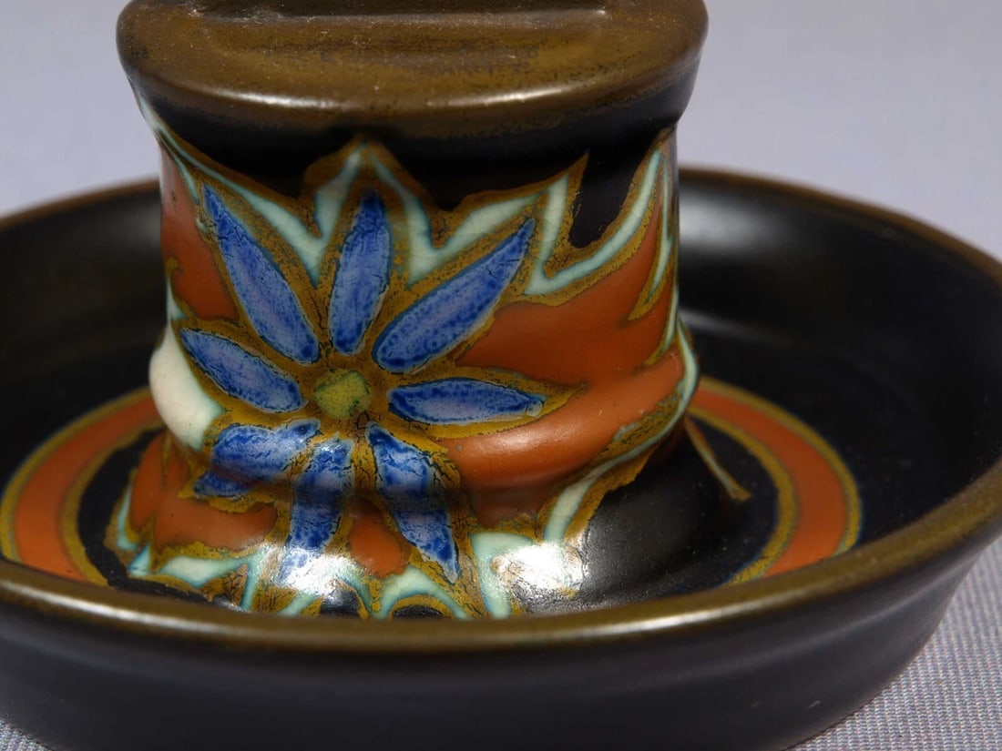 EARLY Gouda PZH Zuid-Holland Match Stick Holder Houblon Antique Matte 1928 - 3