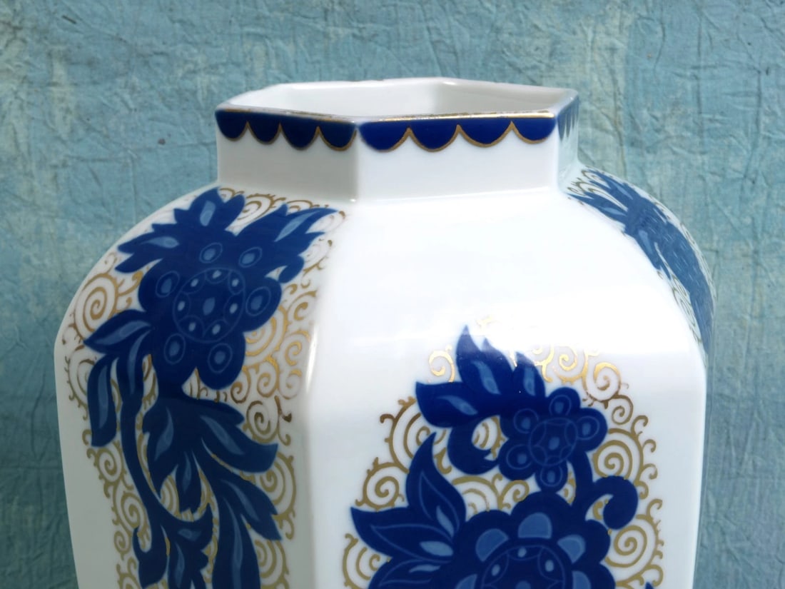 ROSENTHAL 1920 Art Nouveau RARE VINTAGE VASE Julius Gulbrandsen White Blue - 2