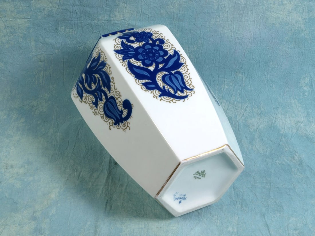 ROSENTHAL 1920 Art Nouveau RARE VINTAGE VASE Julius Gulbrandsen White Blue - 4