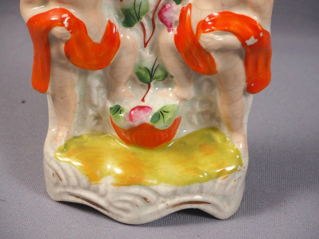 STAFFORDSHIRE Figurine 19 Century two naked boys cherubs clock c 1855 - 4