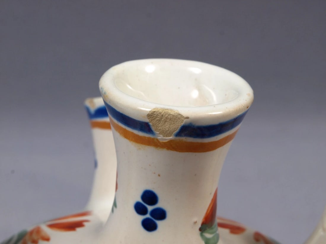 Vintage HENRIOT QUIMPER 5-finger tulip bud Vase Flower girl France 1972 - 7