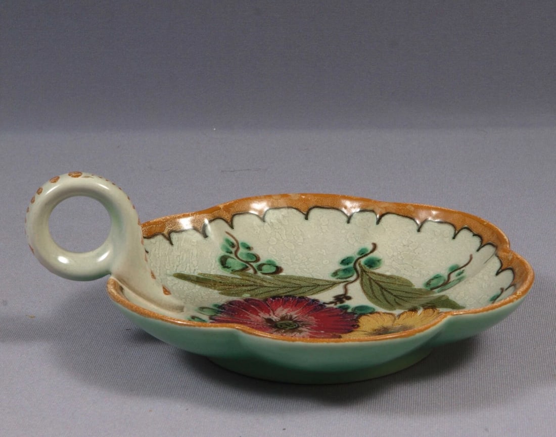 Royal Zuid-Holland Gouda Handled Scalloped Candy Dish Nappy Ares Antique - 2