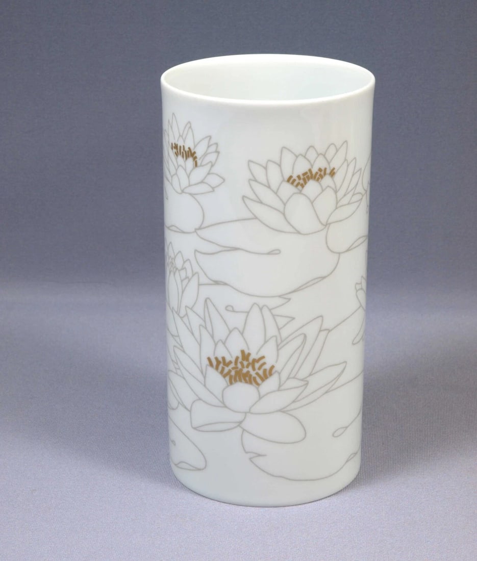 100 years ROSENTHAL Studio Line VASE Water Lily Lilies Germany Large Gold - 2