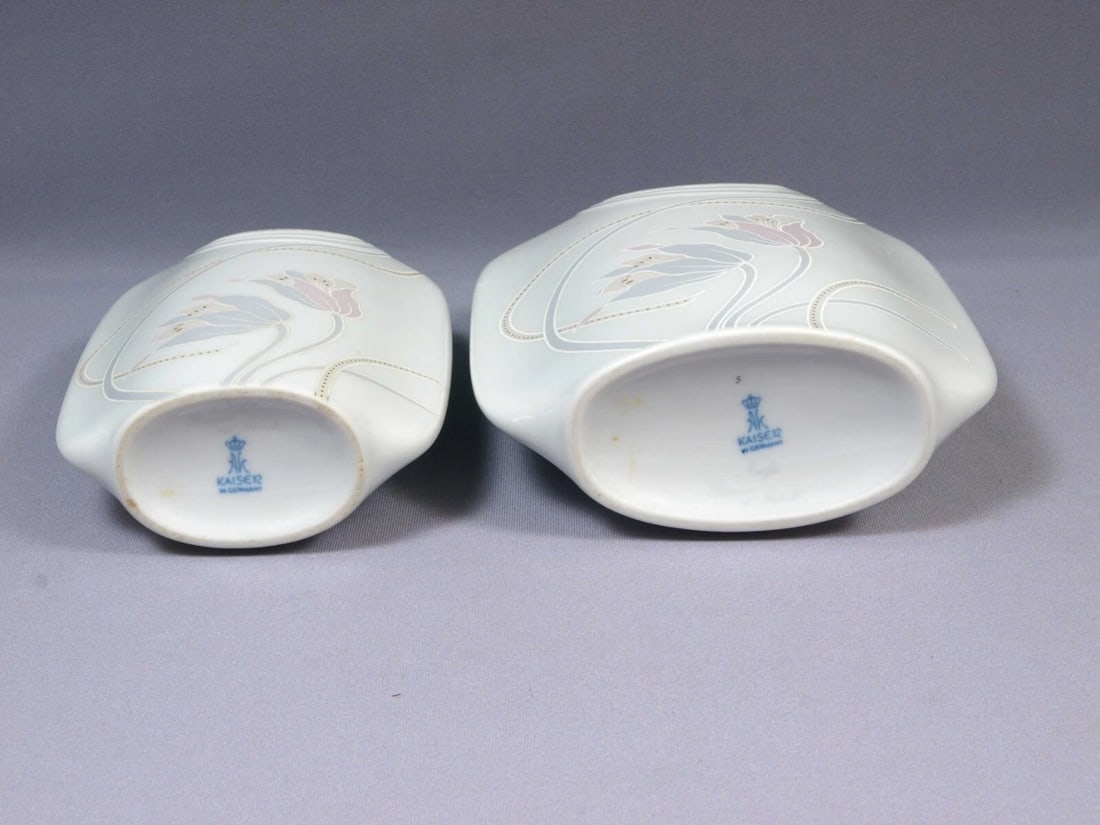 Pair of 2 AK Kaiser VASES West Germany Flowers Nadya by K. Nossek - 5