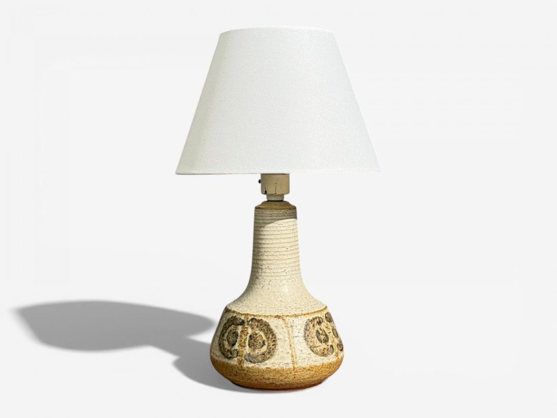 Svend Aage Jensen, Table Lamps, Beige Stoneware, Denmark, 1960s - 4