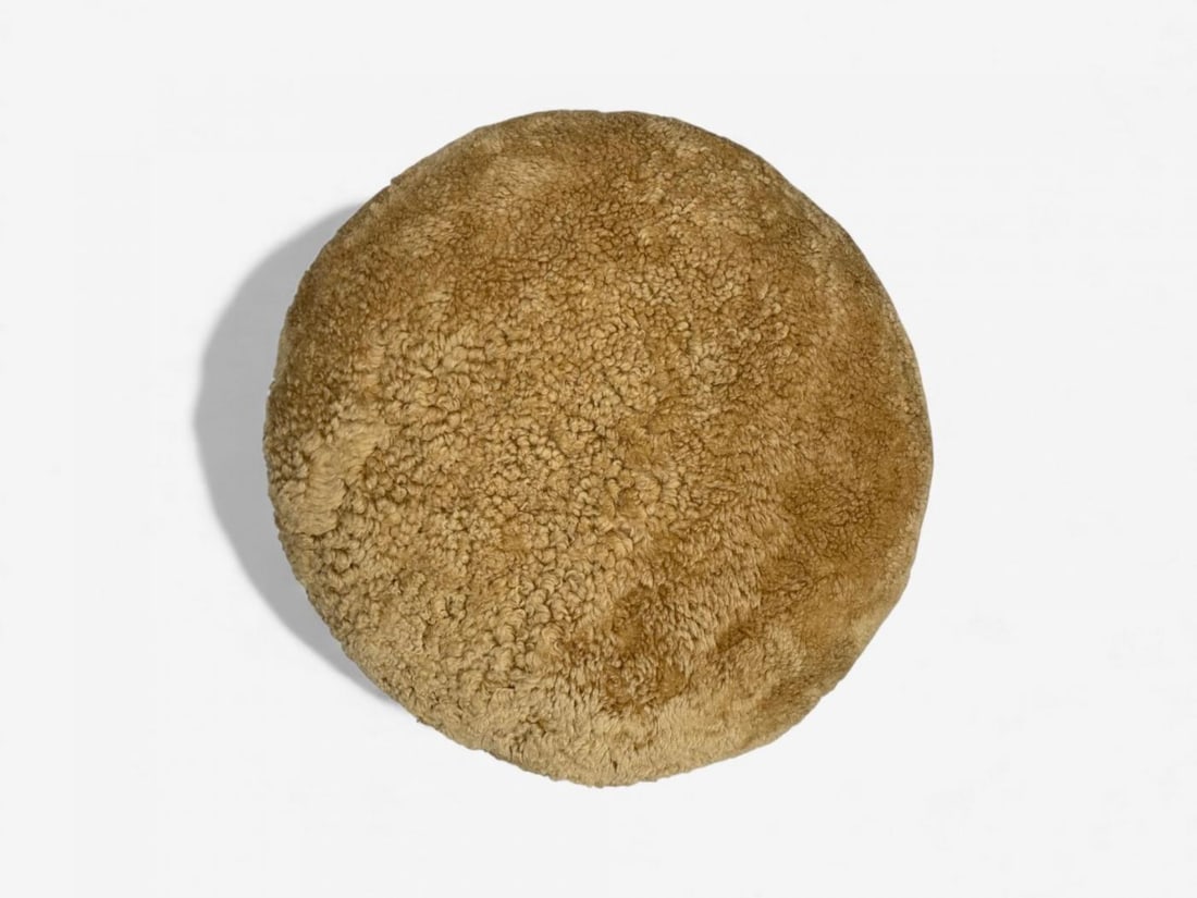 Danish Modern Style, Honey Sheepskin, Maple, Shearling Footstools, USA, 21st c. - 10