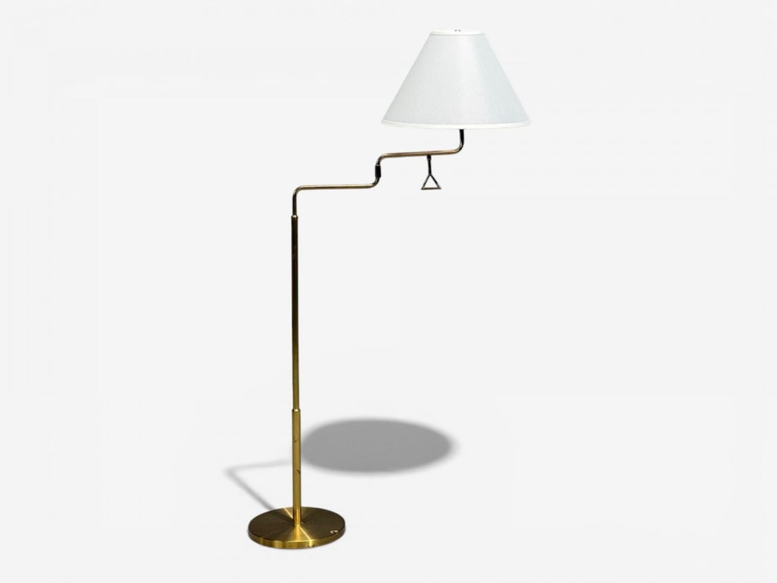 Armaturhantverk Göteborg, Articulating Floor Lamp, Brass, Fabric, Sweden, 1960s - 11