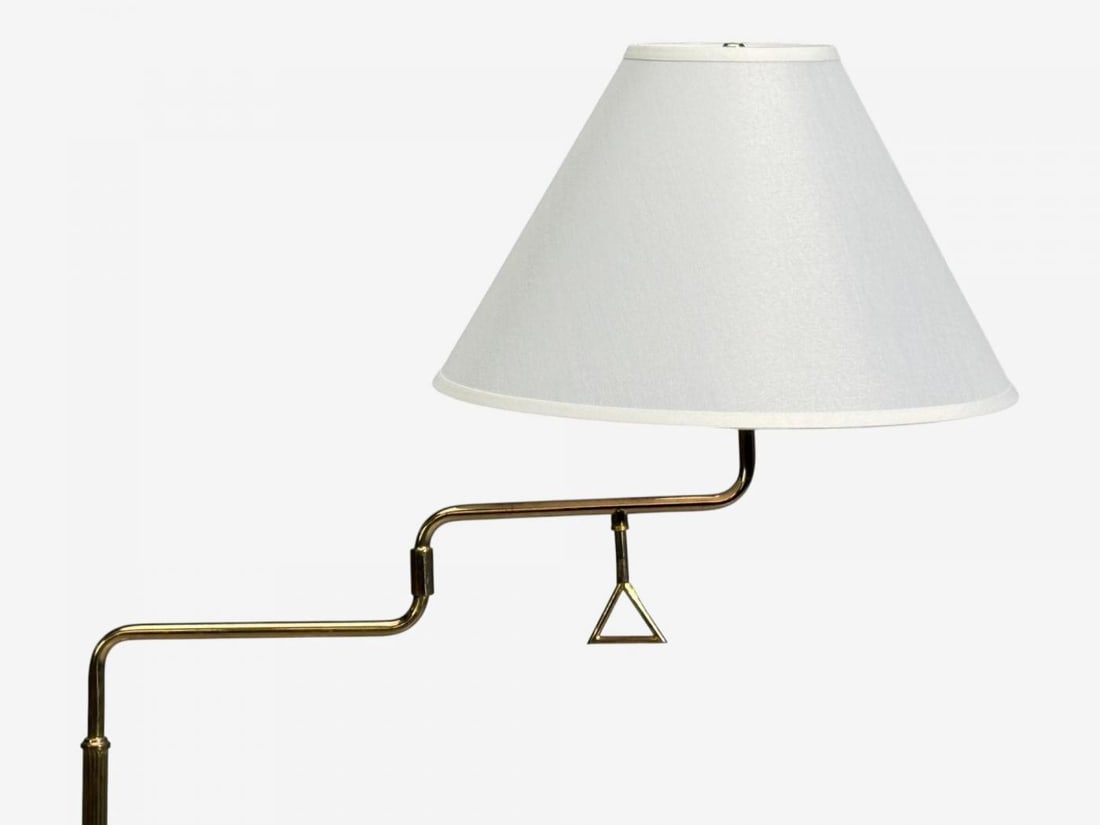 Armaturhantverk Göteborg, Articulating Floor Lamp, Brass, Fabric, Sweden, 1960s - 4