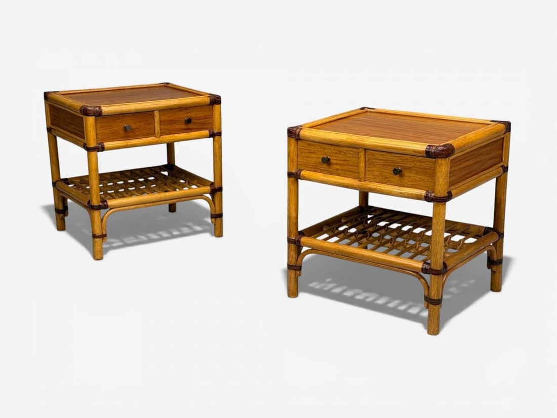 Kenneth Bergenblad, Nightstands, Bamboo, Rattan, Brass, Sweden, 1970s - 2