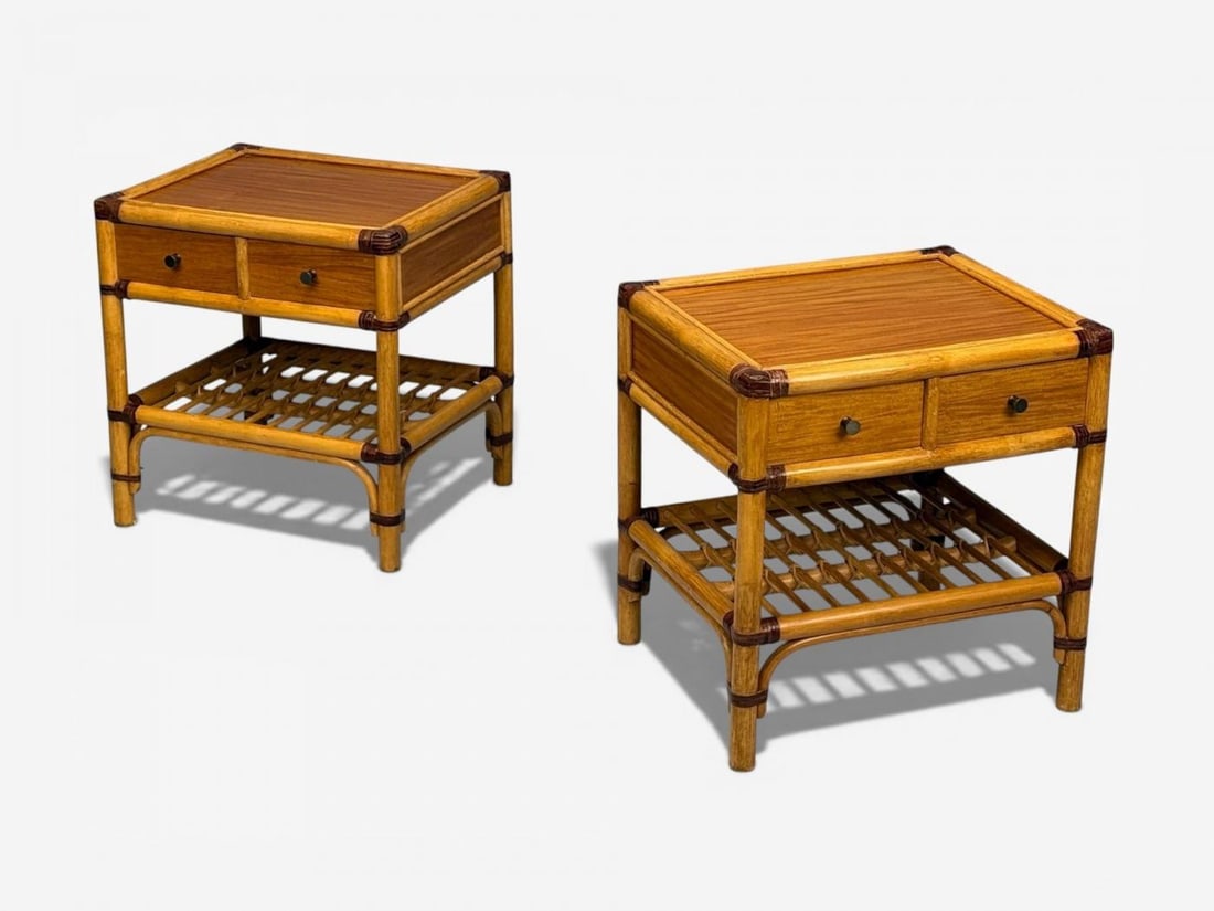 Kenneth Bergenblad, Nightstands, Bamboo, Rattan, Brass, Sweden, 1970s - 4