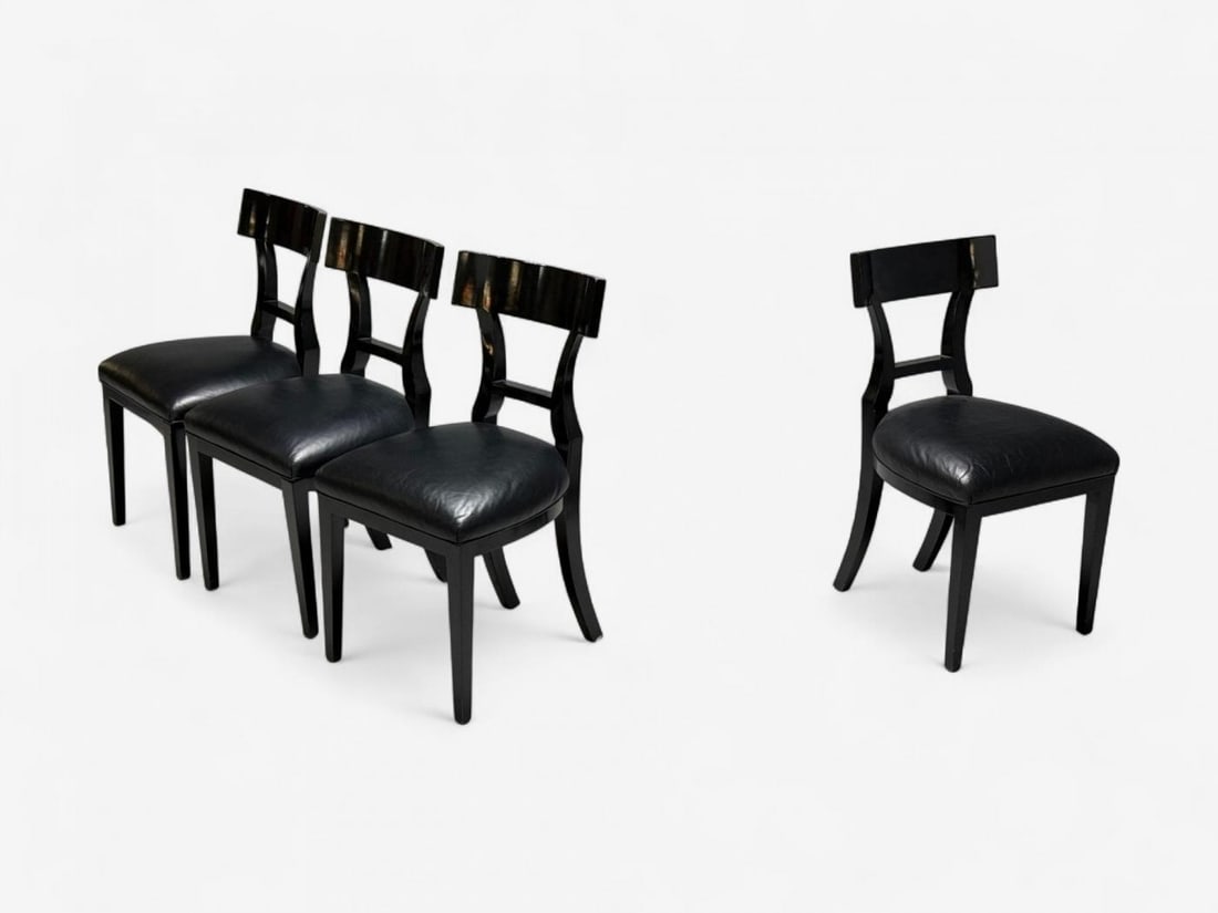 Niedermaier, Ebonized Wood, Leather, Klismos Dining Chairs, USA, 21st C. - 12