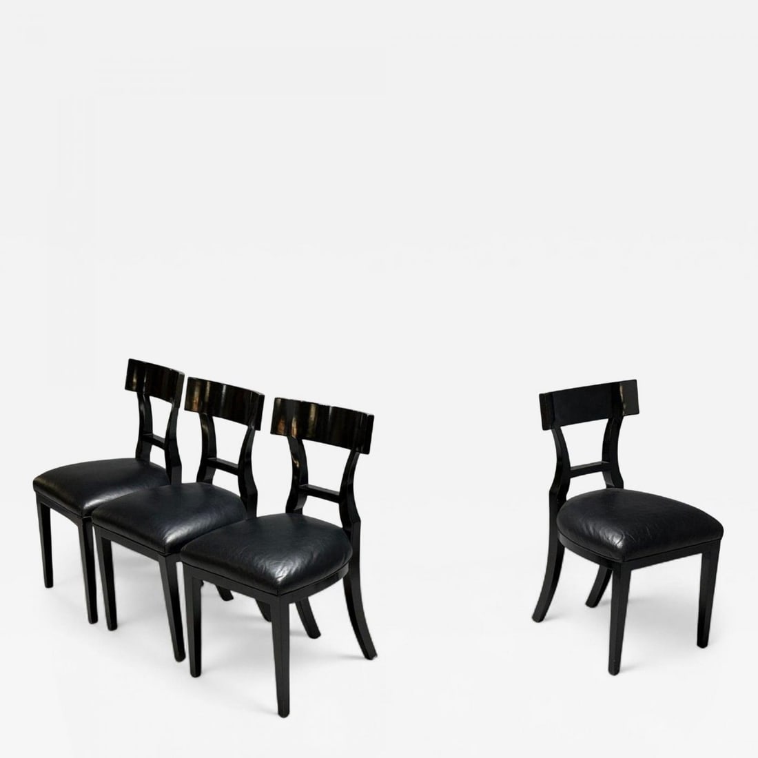 Niedermaier, Ebonized Wood, Leather, Klismos Dining Chairs, USA, 21st C. (1 of 12)