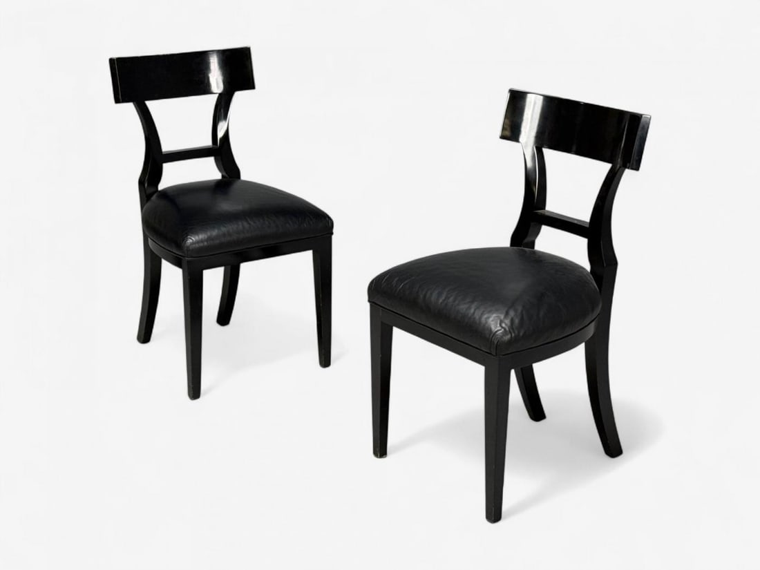 Niedermaier, Ebonized Wood, Leather, Klismos Dining Chairs, USA, 21st C. - 2