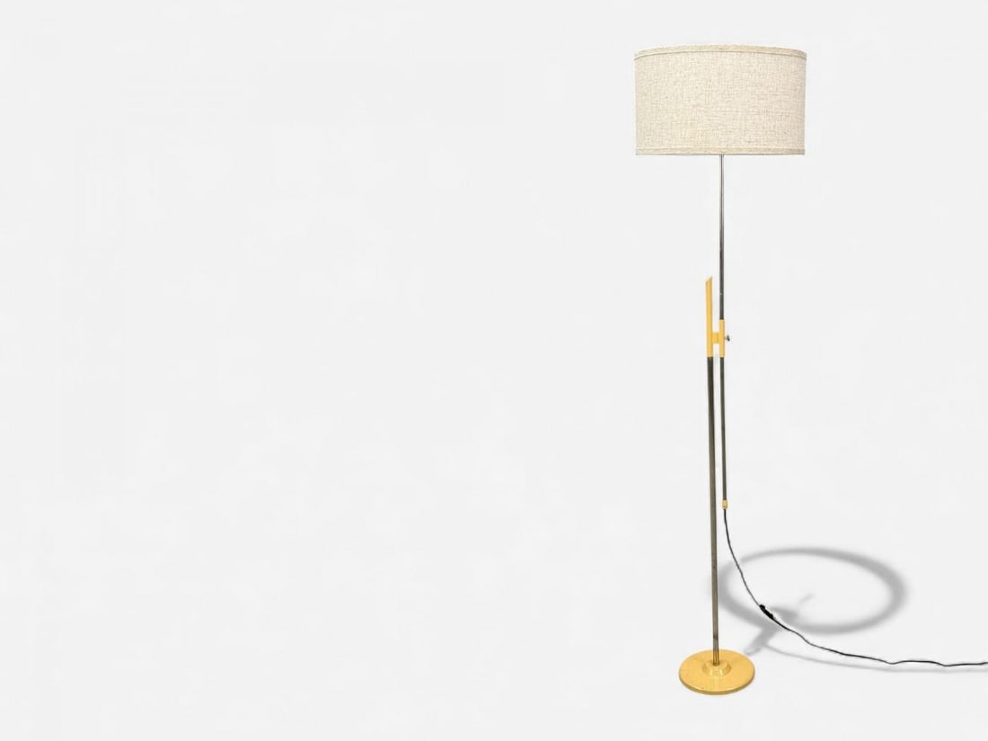 Polish Modern, Steel, Lacquered Metal, Adjustable Floor Lamp, Poland, 1960s - 4