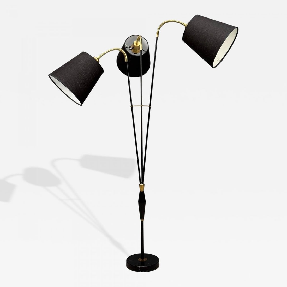 AJH, Swedish Modern, Adjustable Floor Lamp, Metal, Brass, Sweden, 1950s (1 of 12)