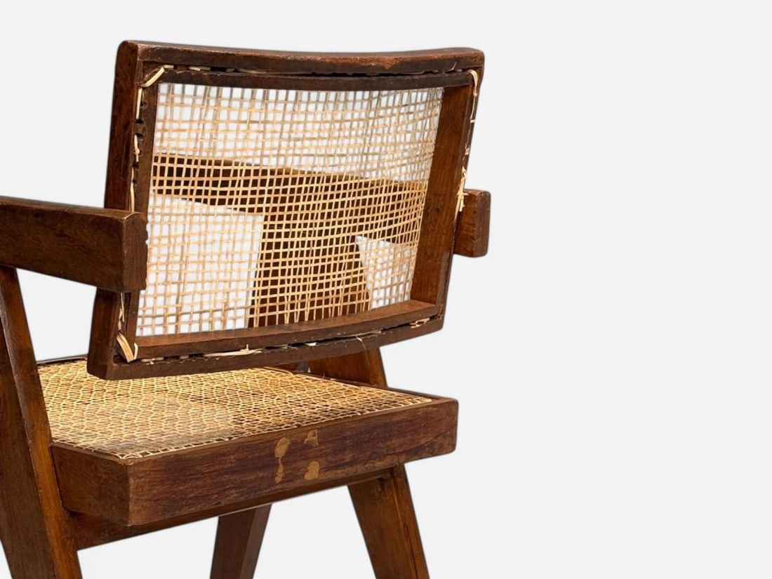 Pierre Jeanneret, Teak, Cane, Four Floating Back Chairs, Chandigarh, 1960s - 7