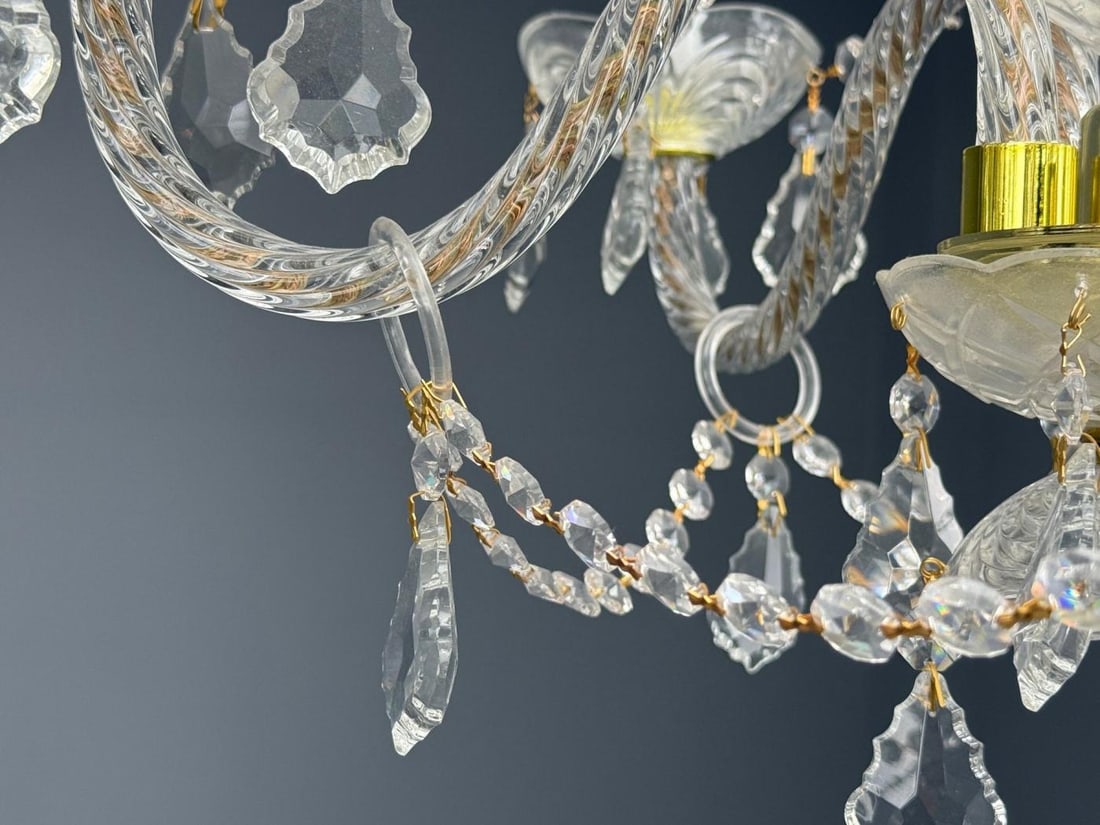 Venetian Style, Large Chandeliers, Brass, Crystal, Italy, 1960s - 10