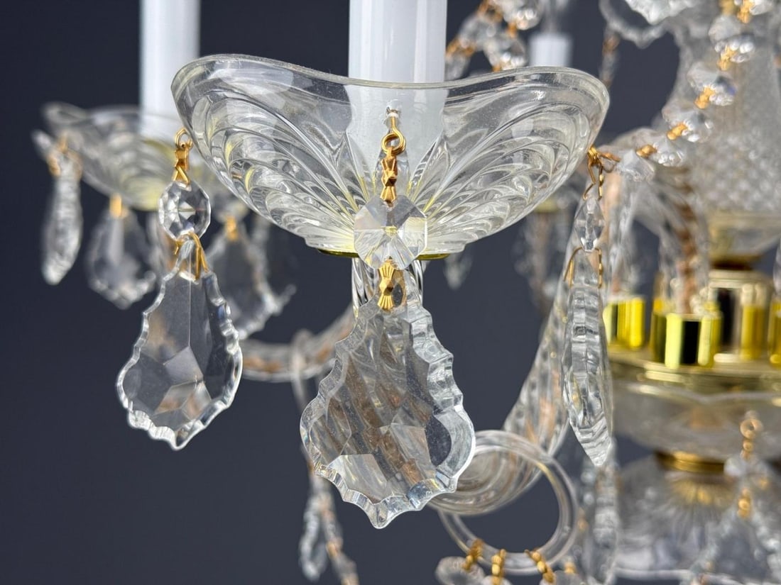 Venetian Style, Large Chandeliers, Brass, Crystal, Italy, 1960s - 12