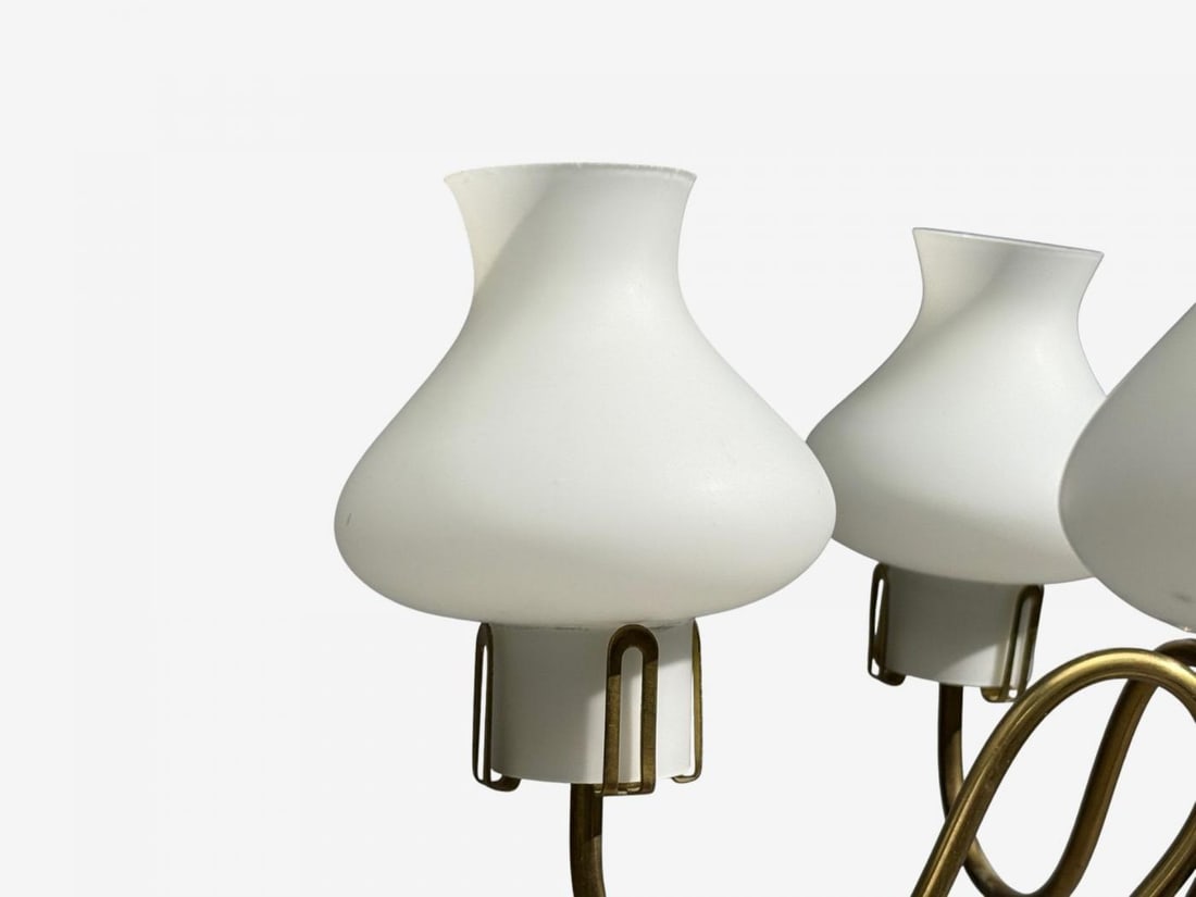 Swedish Modern, Pendant Light, Brass, Opal Glass, Sweden, 1950s - 7