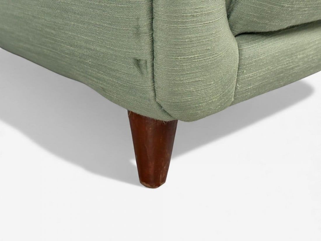 Melchiorre Bega, Green Fabric, Wood, Lounge Chair, Italy, 1950s - 7