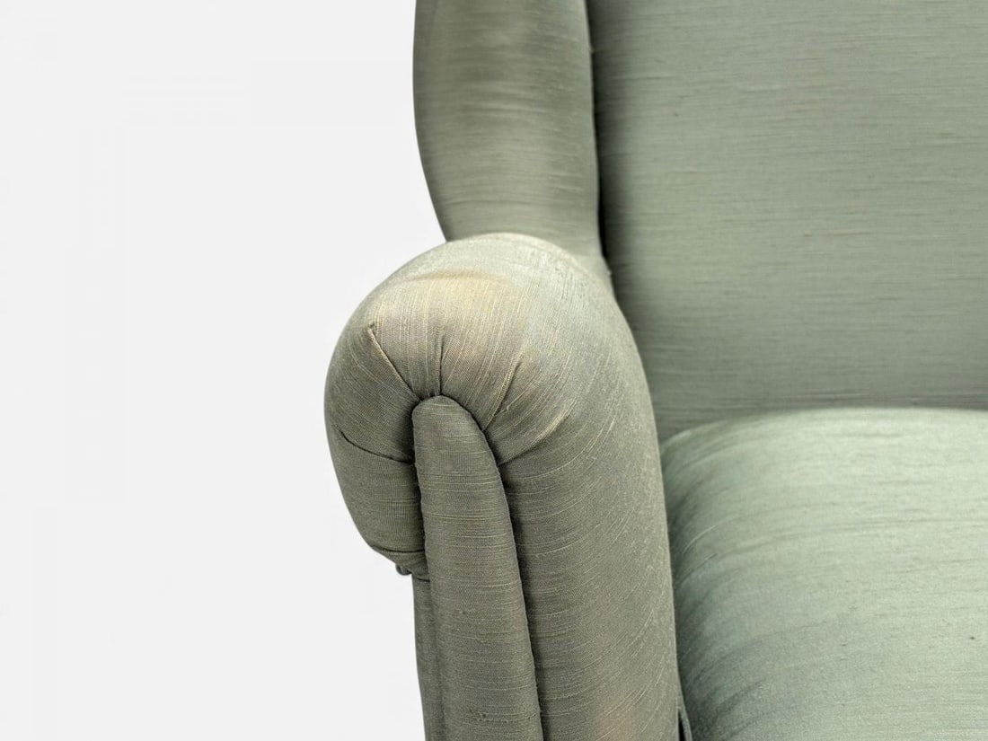 Melchiorre Bega, Green Fabric, Wood, Lounge Chair, Italy, 1950s - 8