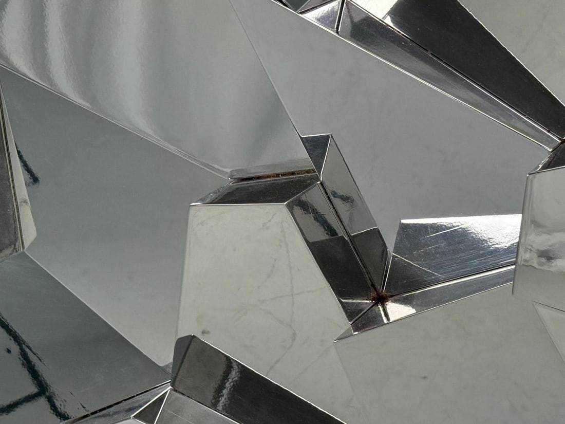 Brutalist Style, Geometric Chrome Wall Mirror, American, 2010s - 5