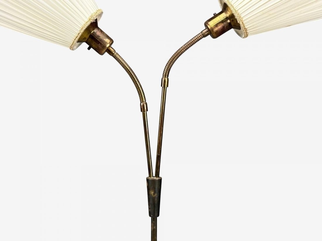 Nybro Armaturfabrik, Floor Lamp, Wood, Metal, Fabric, Sweden, 1940s - 6