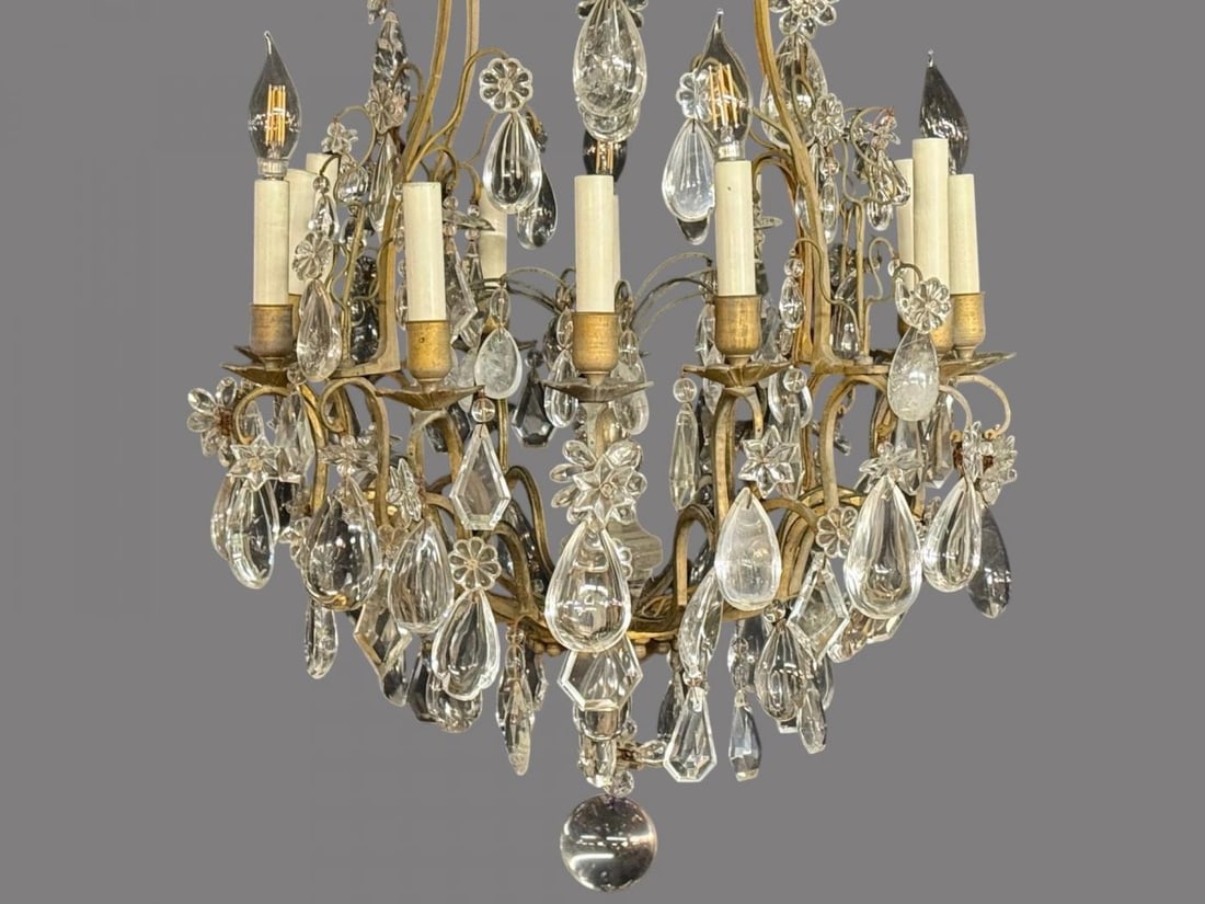 Louis XVI Style, Bronze, Rock Crystal, 12 Light Chandelier, France, 19th c. - 4