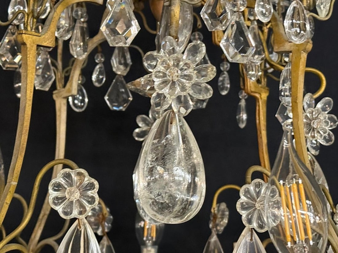 Louis XVI Style, Bronze, Rock Crystal, 12 Light Chandelier, France, 19th c. - 5