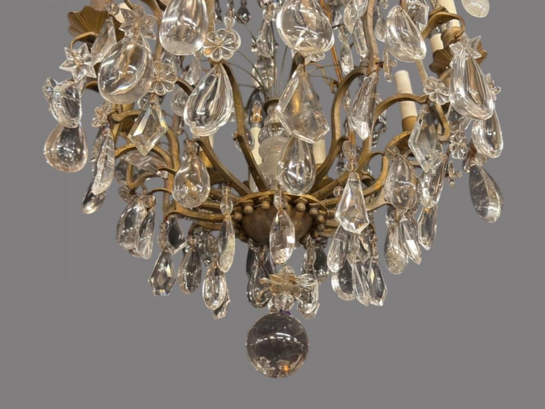 Louis XVI Style, Bronze, Rock Crystal, 12 Light Chandelier, France, 19th c. - 8