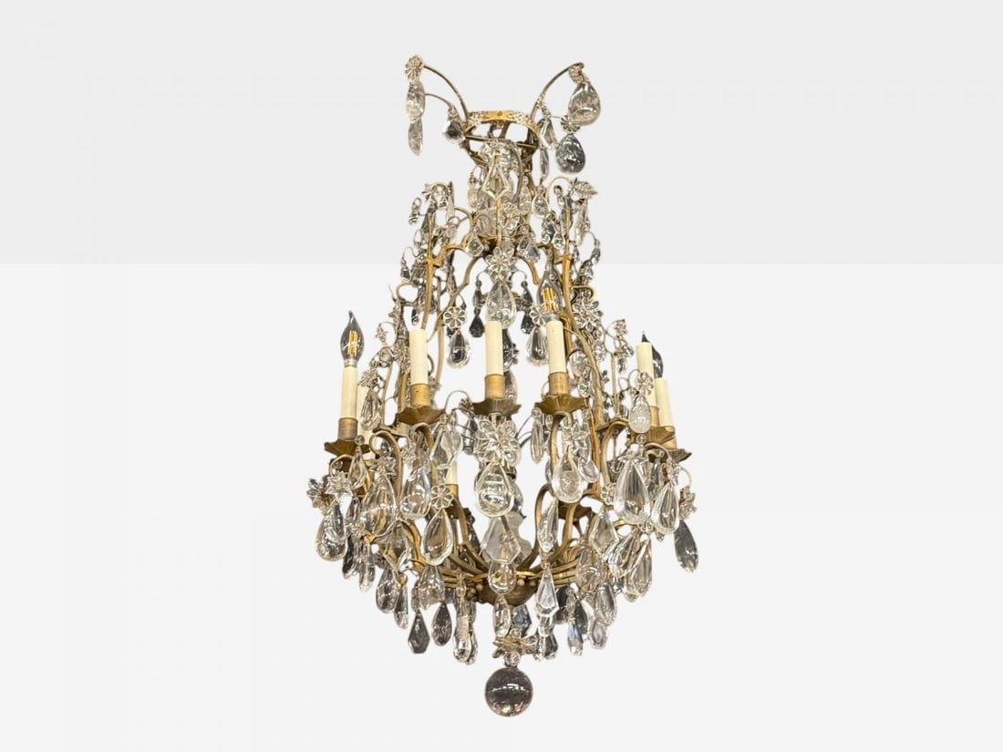 Louis XVI Style, Bronze, Rock Crystal, 12 Light Chandelier, France, 19th c. - 9