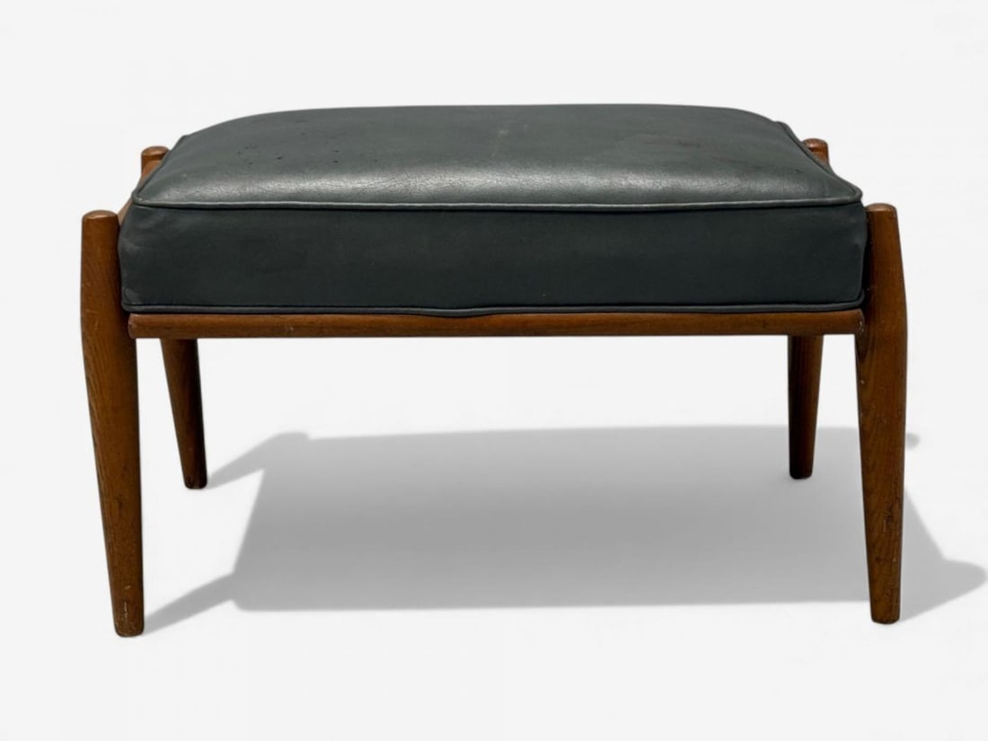 Danish Modern, Gray Leatherette, Walnut, Footstool, Denmark, 1950s - 3