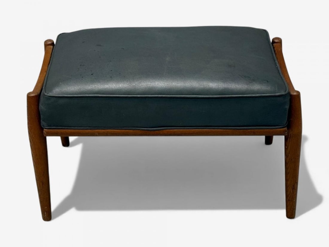 Danish Modern, Gray Leatherette, Walnut, Footstool, Denmark, 1950s - 5