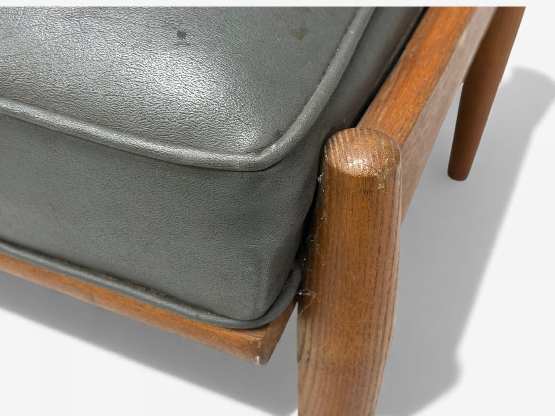 Danish Modern, Gray Leatherette, Walnut, Footstool, Denmark, 1950s - 6