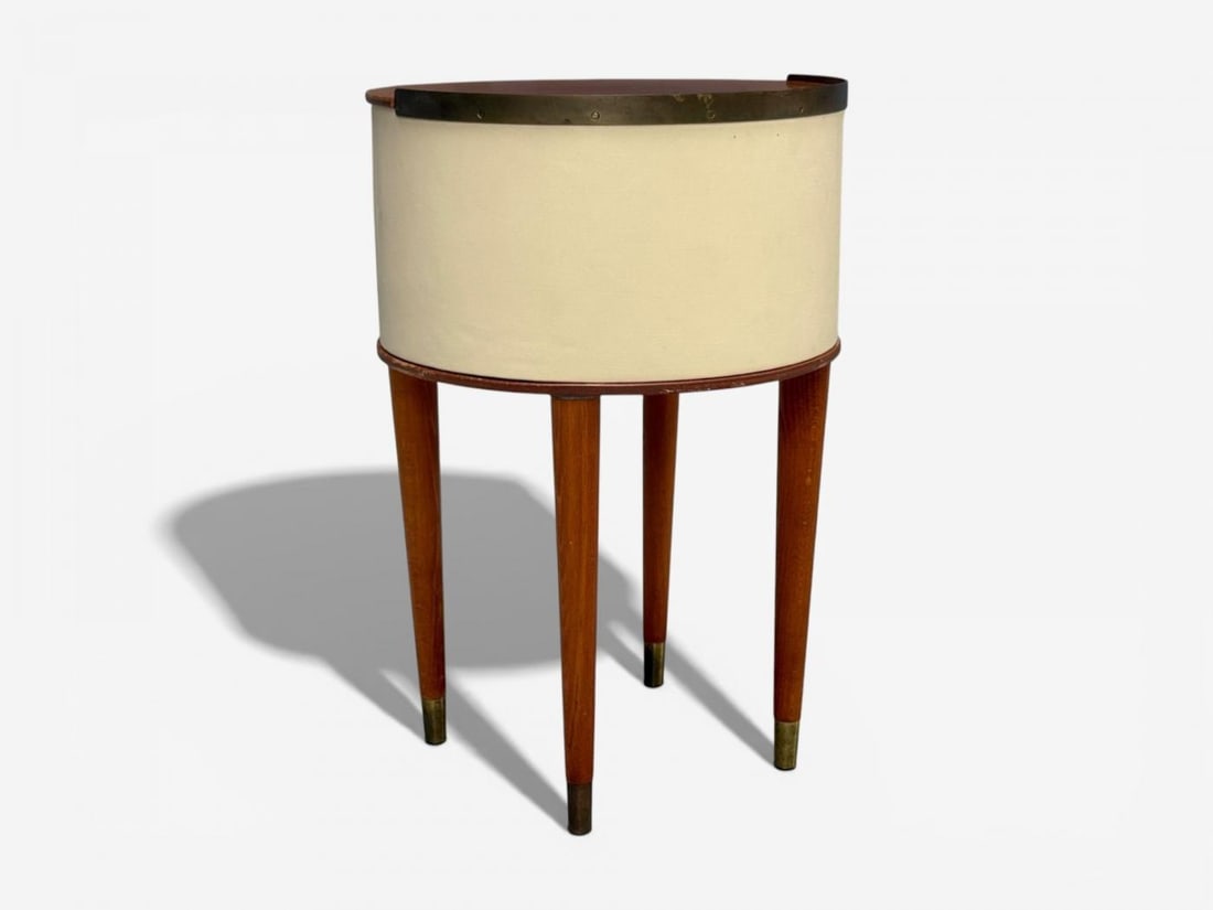 Halvdan Petterson, Nightstands, Leather, Beech, Brass, Sweden, 1950s - 12