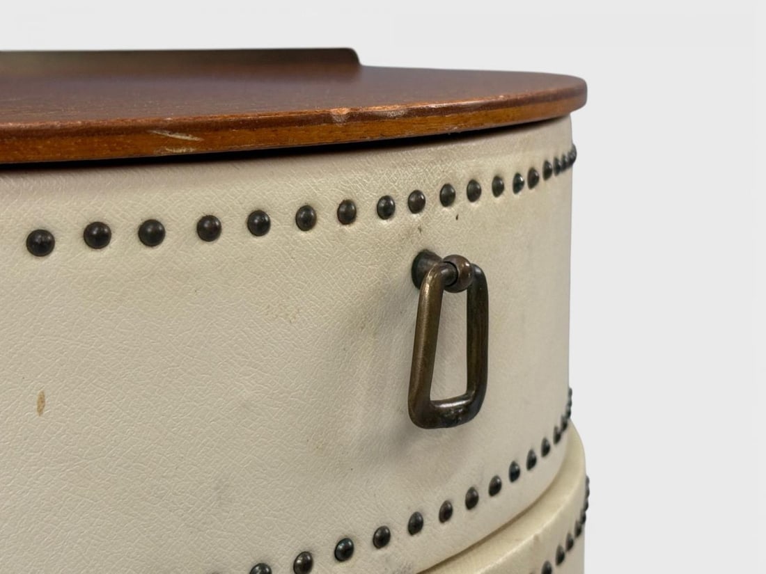 Halvdan Petterson, Nightstands, Leather, Beech, Brass, Sweden, 1950s - 6