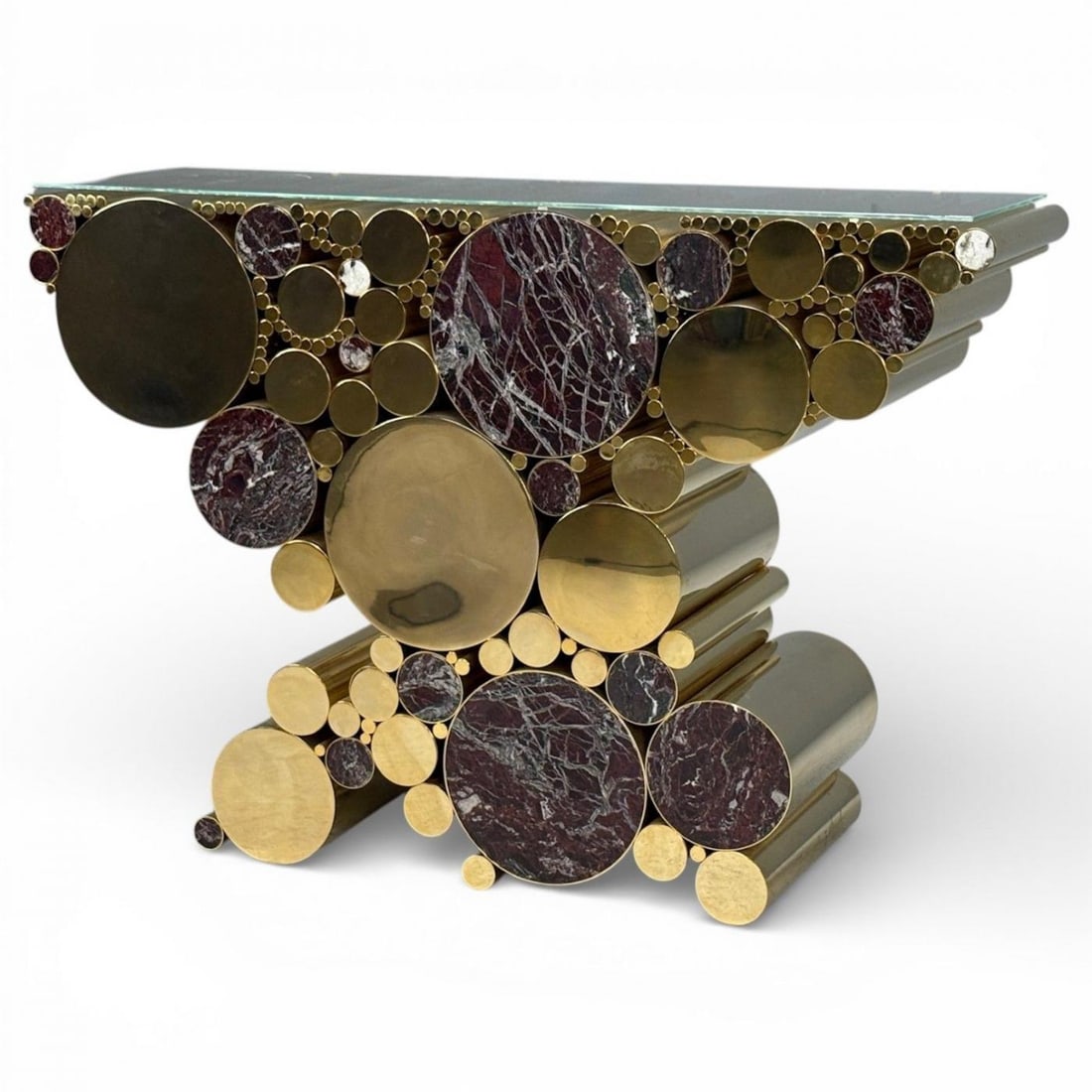 Malabar, Polished Brass, Marble, Wanderlust Console, Portugal, 21st c. - 10