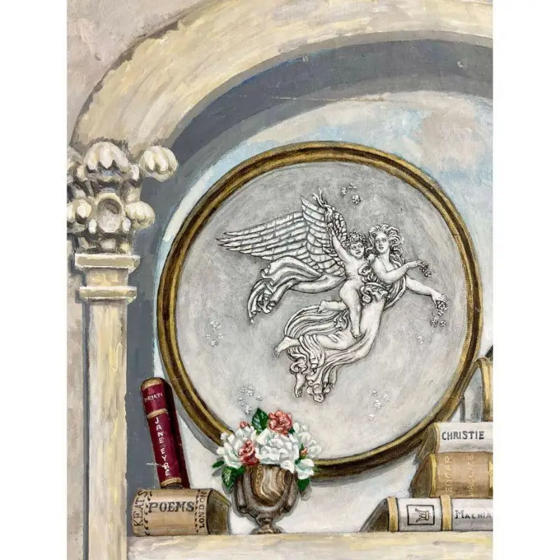 Pair of Oil on Canvas Standing Wall Decoration, Gustavian, Italian Style - 11