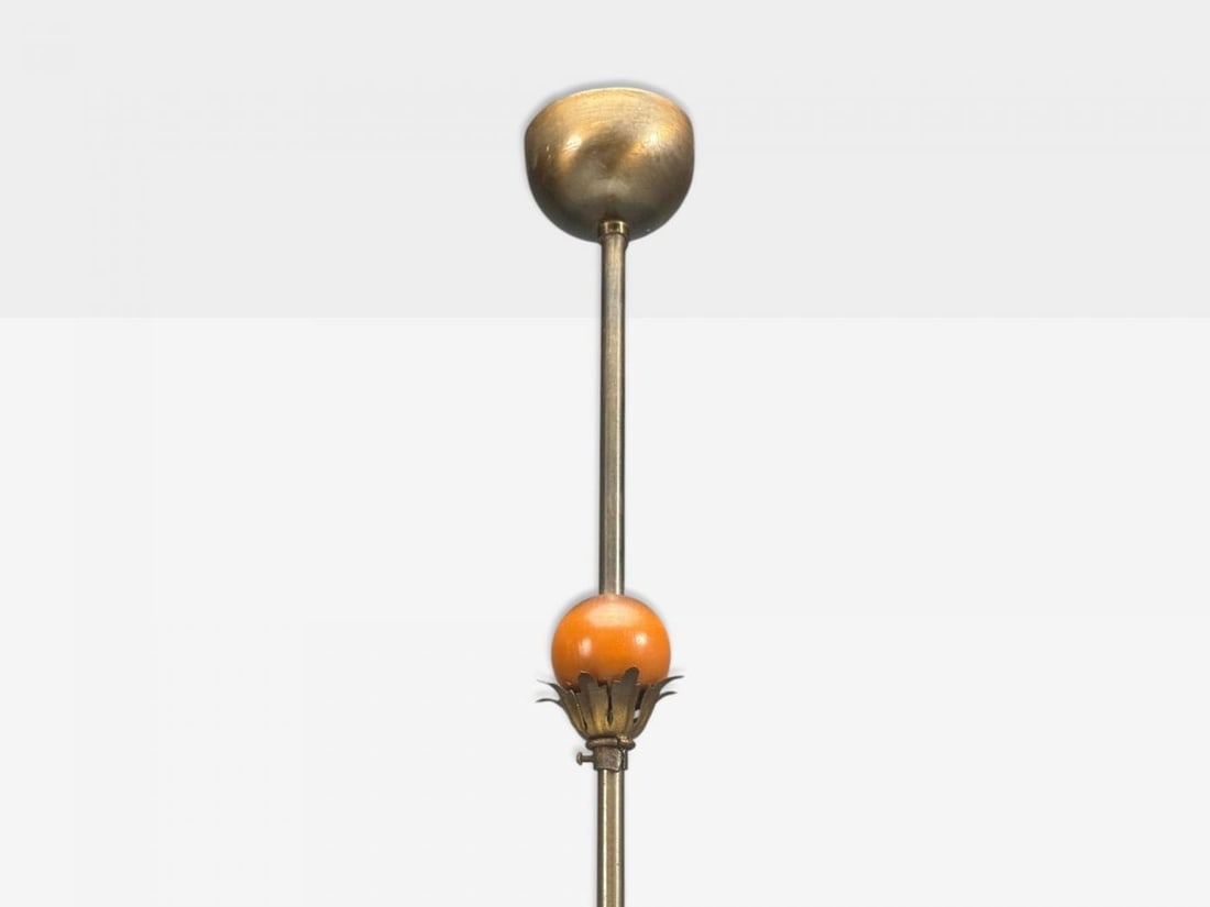 Swedish Modern, Pendant Light, Raw Glass, Wood, Sweden, 1940s - 4