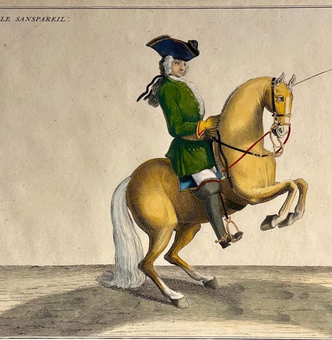 Four Engravings of Horse Riders L' Aimable, Le Joli, Le Sanspareil, Le Poupon - 11