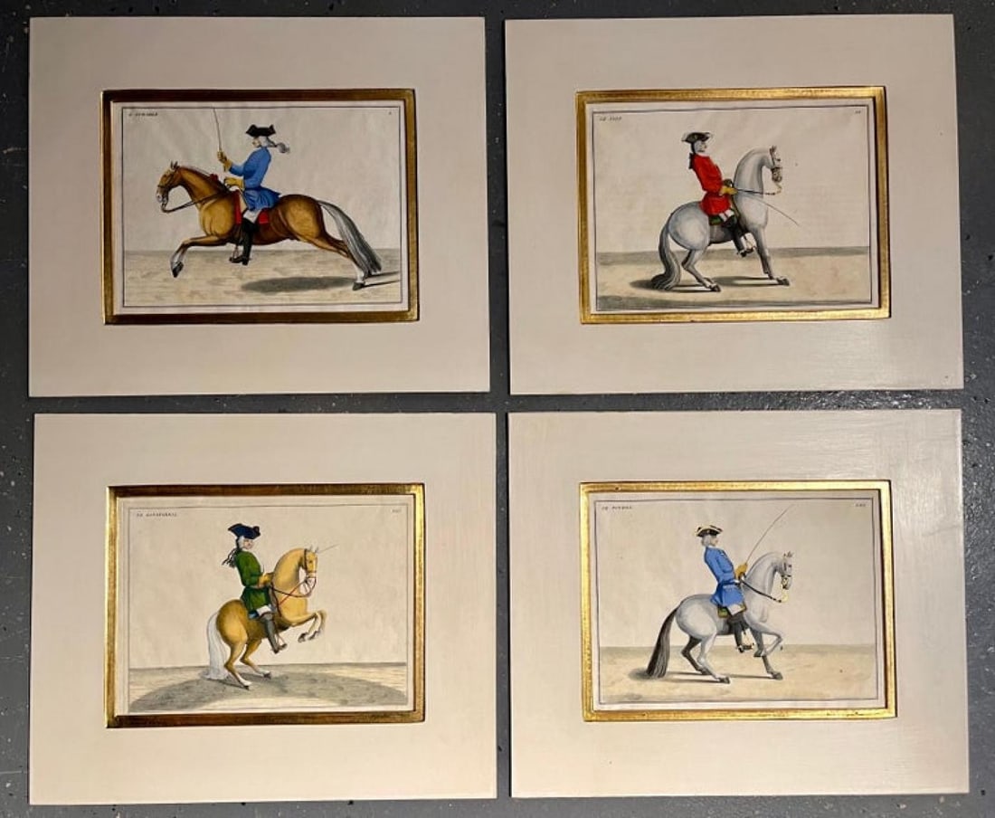 Four Engravings of Horse Riders L' Aimable, Le Joli, Le Sanspareil, Le Poupon - 2