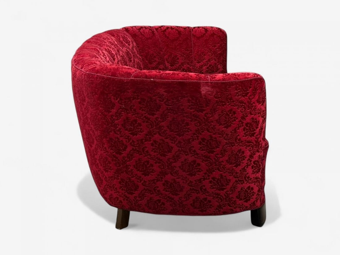 Danish Cabinetmaker, Oak, Fabric, Curved Banana Sofa, Denmark, 1960s - 7