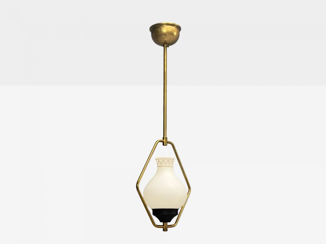 Danish Modern, Brass, Glass, Pendant Light, Denmark, 1960s - 2