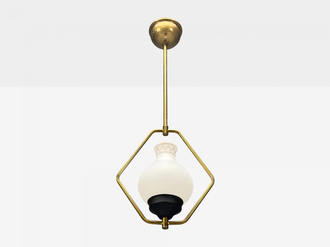 Danish Modern, Brass, Glass, Pendant Light, Denmark, 1960s - 3