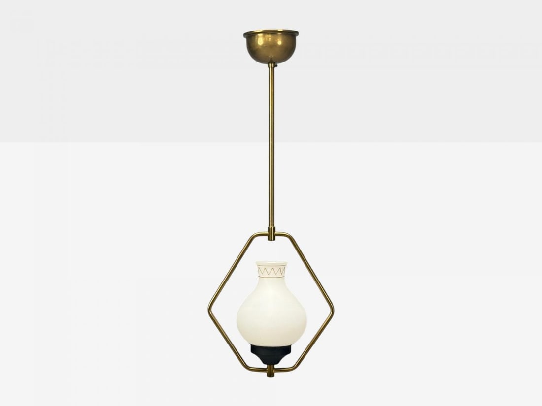 Danish Modern, Brass, Glass, Pendant Light, Denmark, 1960s - 4