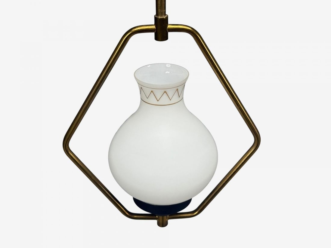Danish Modern, Brass, Glass, Pendant Light, Denmark, 1960s - 6